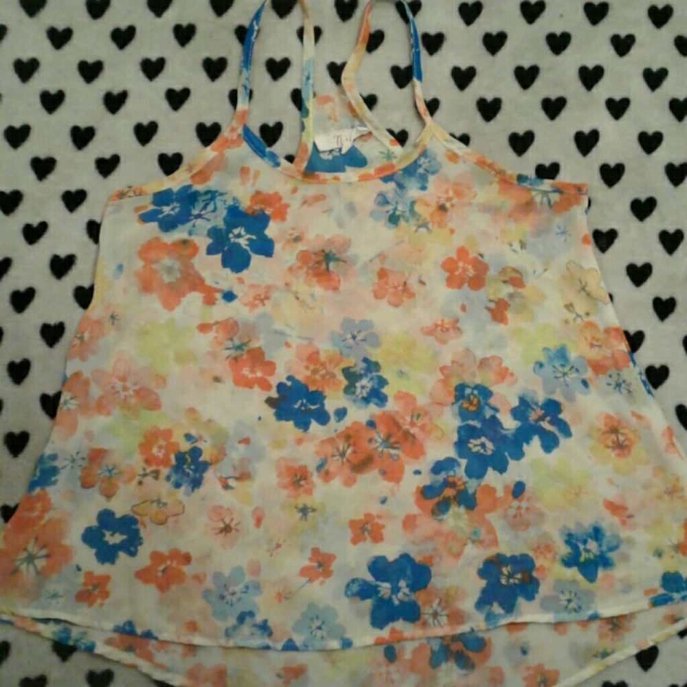 Sheer floral tank top